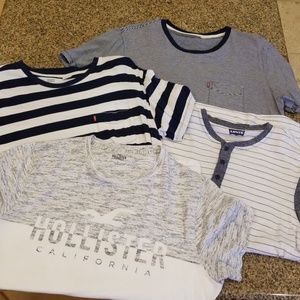 3 Levi t-shirts and 1 Hollister t-shirt mens large